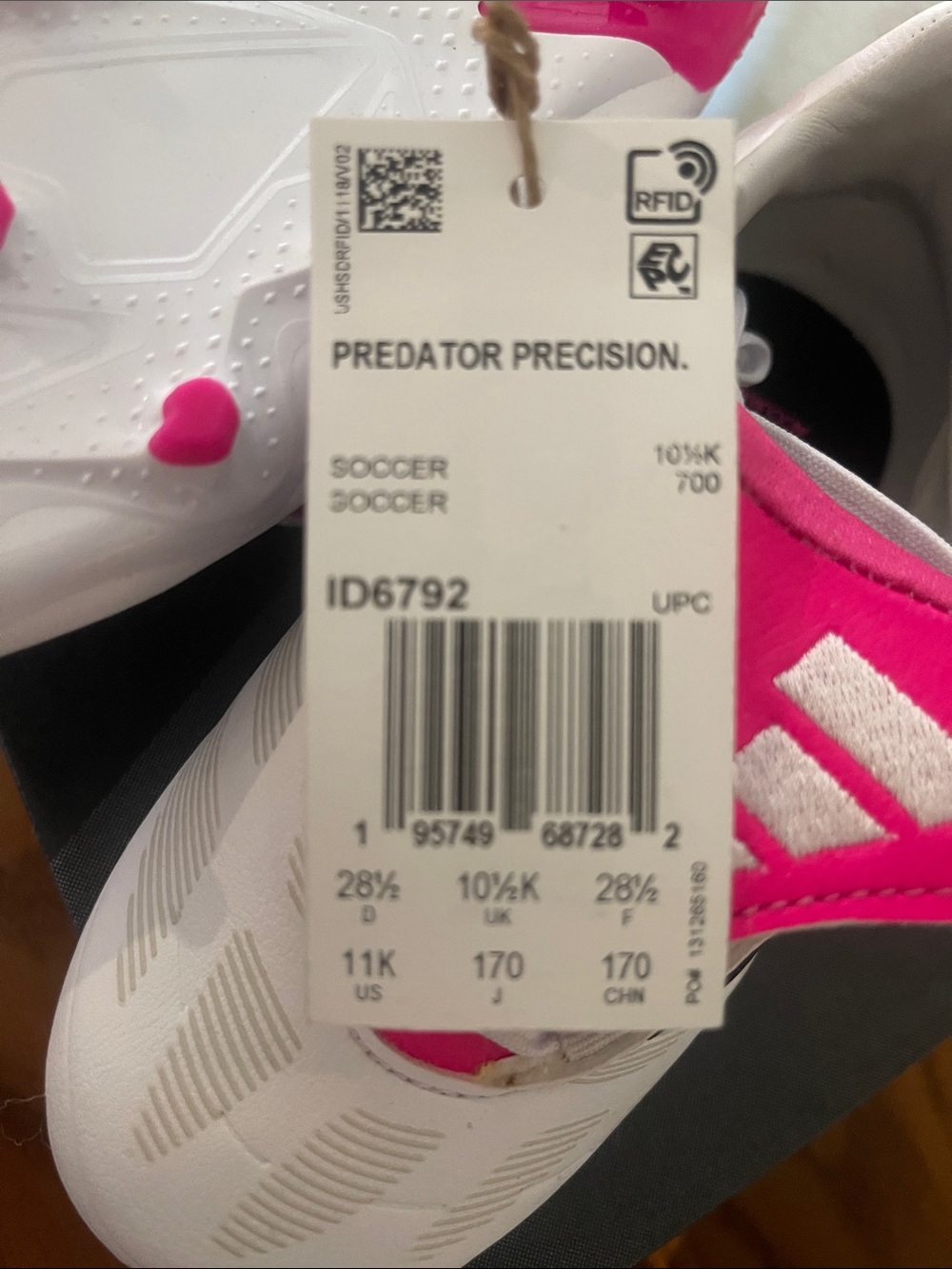 adidas Predator Precision Soccer Cleats - White & Pink - Picture 3 of 4